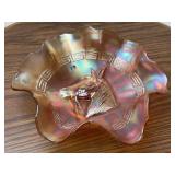 8.5 Inch Iridescent Carnival Glass Horse Bowl