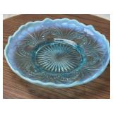 9 Inch Blue Pressed Glass