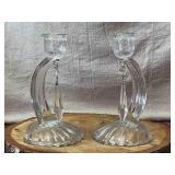 Pair of Glass Chandelier Dangle Candleholders