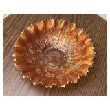 Iridescent Carnival Glass Horseshoe Good Luck Bowl