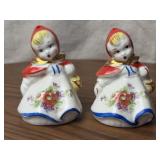 Dutch Girl Porcelain Salt and Pepper Shakers
