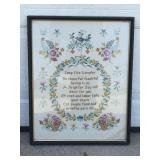 Framed Long Life Sampler Cross Stitch