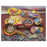 Assortment of Vintage Tin Toy Noisemakers