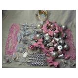 Large Lot of Christmas Ornaments, Beads, Topper