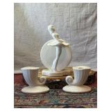 Ceramic Ballerina Vase, Cornucopia Candleholders