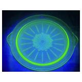 Uranium Glass 10 Inch Trivet/Serving Platter