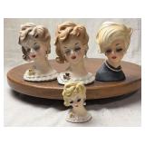 Four Lady Head Vases