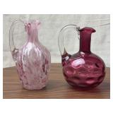 Pair of Cranberry Glass Decanters