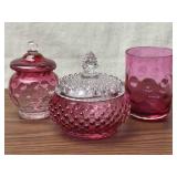 Cranberry Glass Vanity Pieces