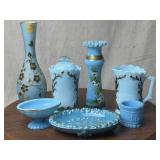 Assorted Blue Gilded or Painted Dishware