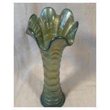 10in Ripple Iridescent Carnival Swung Glass Vase
