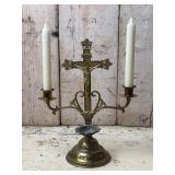 Brass Last Rites Crucifix with Candles