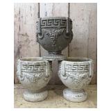 Three Greek Style Concrete Planters