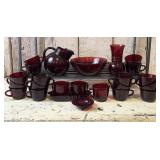 Ruby Glassware Cups, Pitcher, Bowl, More