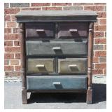 Painted Wood Six Drawer Cabinet