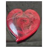 Red Art Glass Heart Paperweight