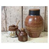 Three Stoneware Pottery Jars
