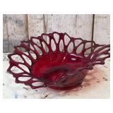 Ruby Lace Glass Bowl