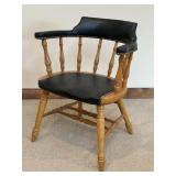 Leather Adorned Wooden Armchair