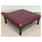 Maroon Leather Ottoman