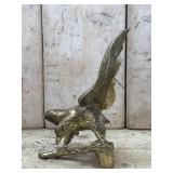 Solid Brass Eagle Landing on Log Statie