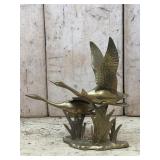 Pair of Majestic Flying Swans Solid Brass