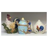 Rooster, Bear Teapots