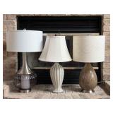 Trio of Table Lamps with Shades