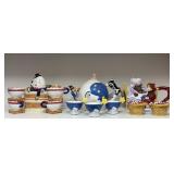 Three Nursery Rhyme Teapots with Teacups