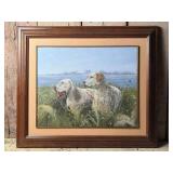 Framed Dolly D Hunting Dogs Original Oil Painting