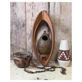 Stoneware Planter, Vase, Birdhouse, Wood Hanger
