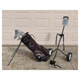 Callaway Golf Bag w/Ping Irons, Nike Putter, Cart