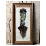 Framed Painted Feather Art