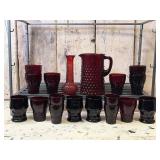 Ruby Glass Cups, Vase, Pitcher