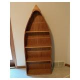 Traditional Golden Oak Canoe Bookcase