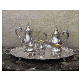 Wallace Baroque Silver Plated Tea Service Set