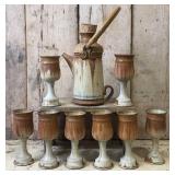 8 Stoneware Wine Glasses and Jug