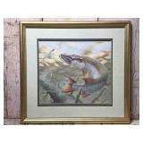 Framed Mark Sussino Muskie Fish Art Print