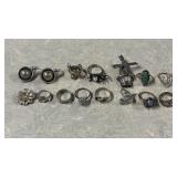 Costume Jewelry Rings, Some 925 Sterling Silver
