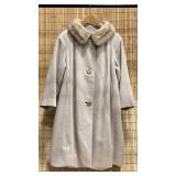 Ladies Beige/Tan Wool and Faux Fur Coat