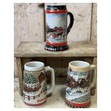 Three Budweiser Half Liter Beer Steins