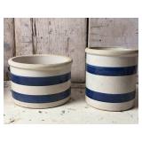 Pair of Stoneware Planters 5 and 6.5 Inches Wide