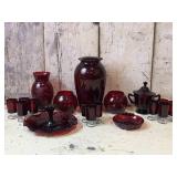 Assorted Ruby Glassware