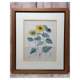 Framed Flower Study Lithograph Print