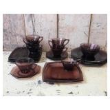 Amethyst Glass Plates, Snack Bowls, Cups