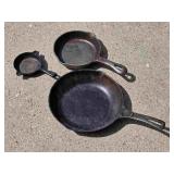 Three Cast Iron Frying Pans