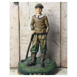 14in Cast Iron Golfer Door Stop
