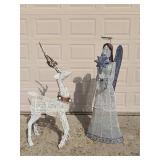 Lighted Angel and Reindeer Christmas Yard Decor