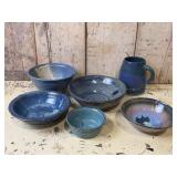 Assorted Blue Art Glazed Stoneware Pottery