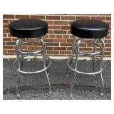 Black and Chrome Padded Bar Stools